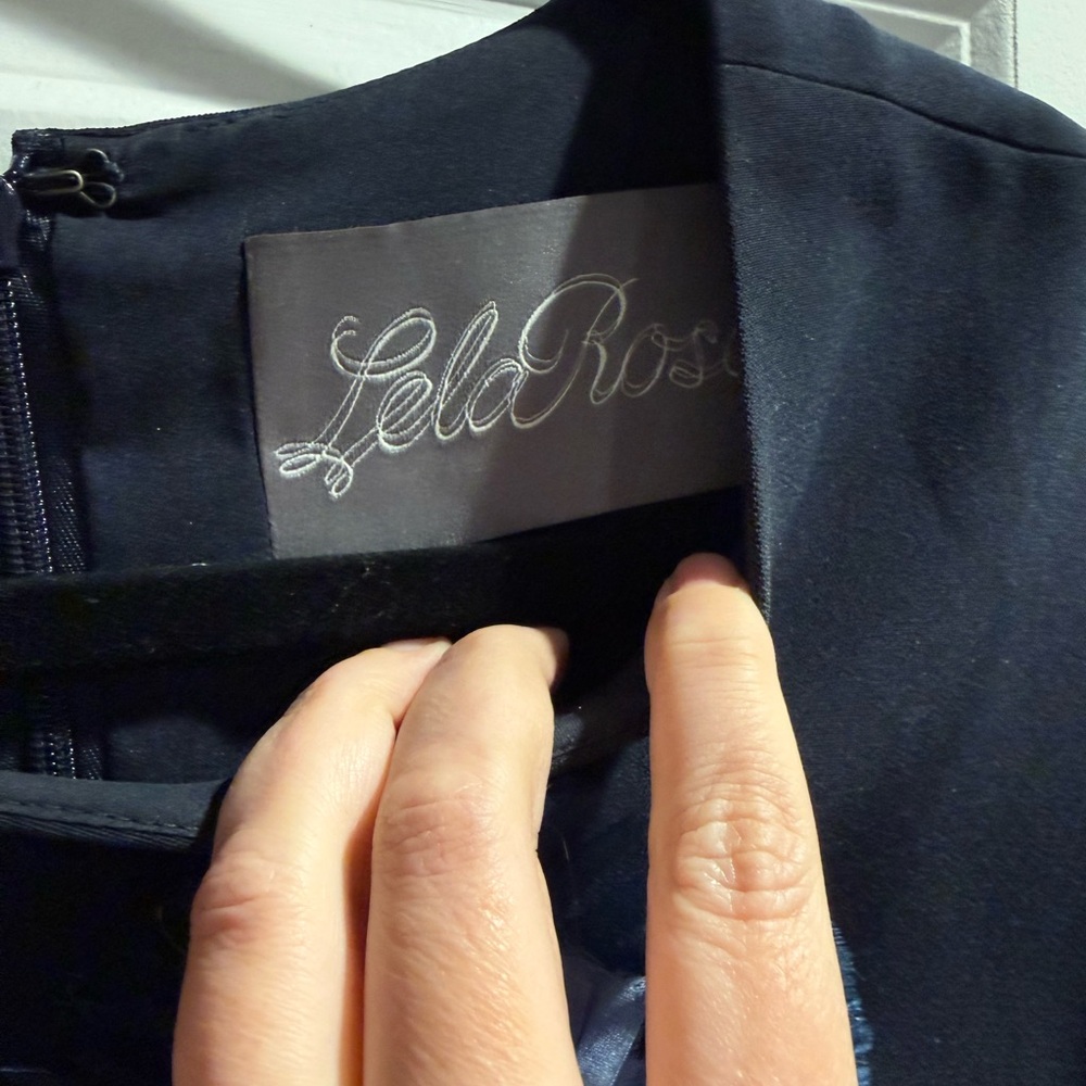 Lela Rose Sleeveless Navy Floral Appliqué Dress - Picture 2 of 6